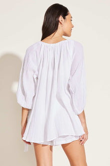 Costa Shirt Dress | White Crinkle Organic Cotton