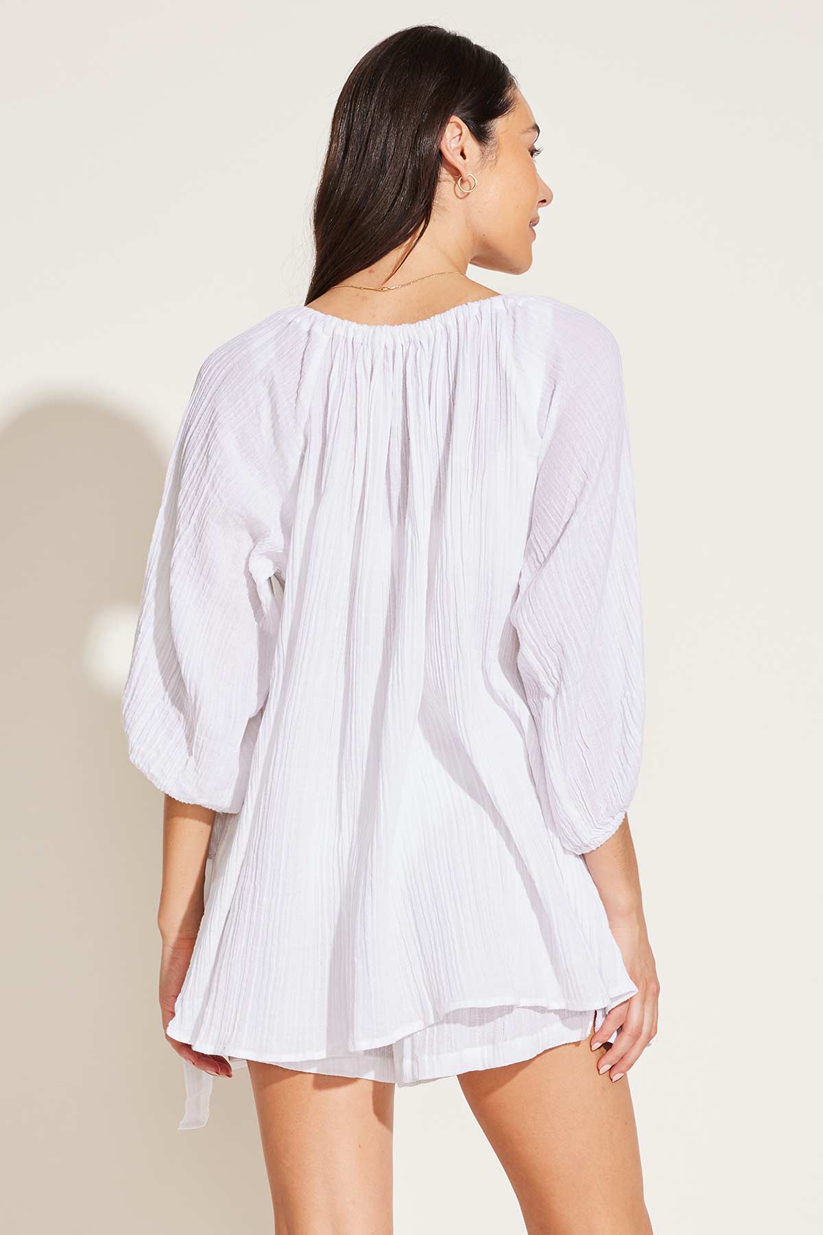 Costa Shirt Dress | White Crinkle Organic Cotton
