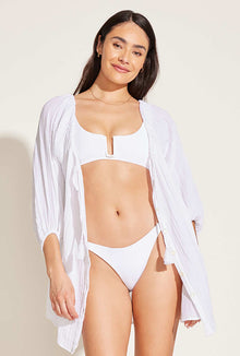 Costa Shirt Dress | White Crinkle Organic Cotton