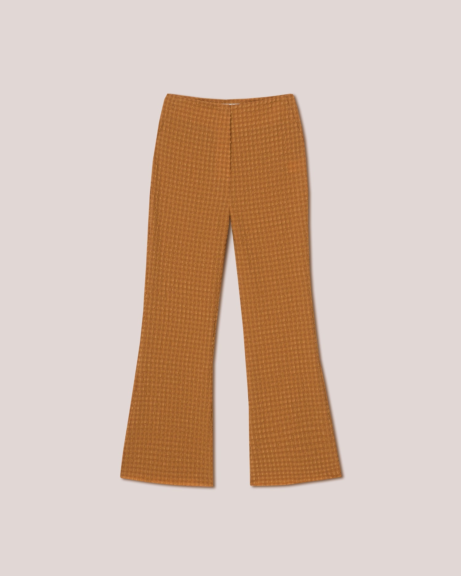 Tesa Slim Leg Seersucker Check Trouser | Camel