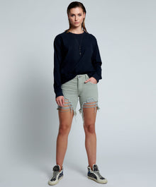 Stevies Low Waist Waist Long Length Boyfriend Denim Shorts | Faded Khaki