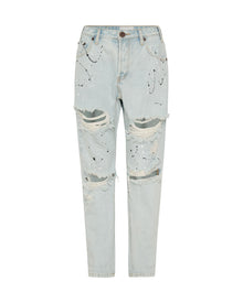 Saints Low Waist Boyfriend Denim Jeans | Florence Painted