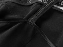 Silk V-Neck Embroidered Sleeveless Waist-Defining Dress | Black