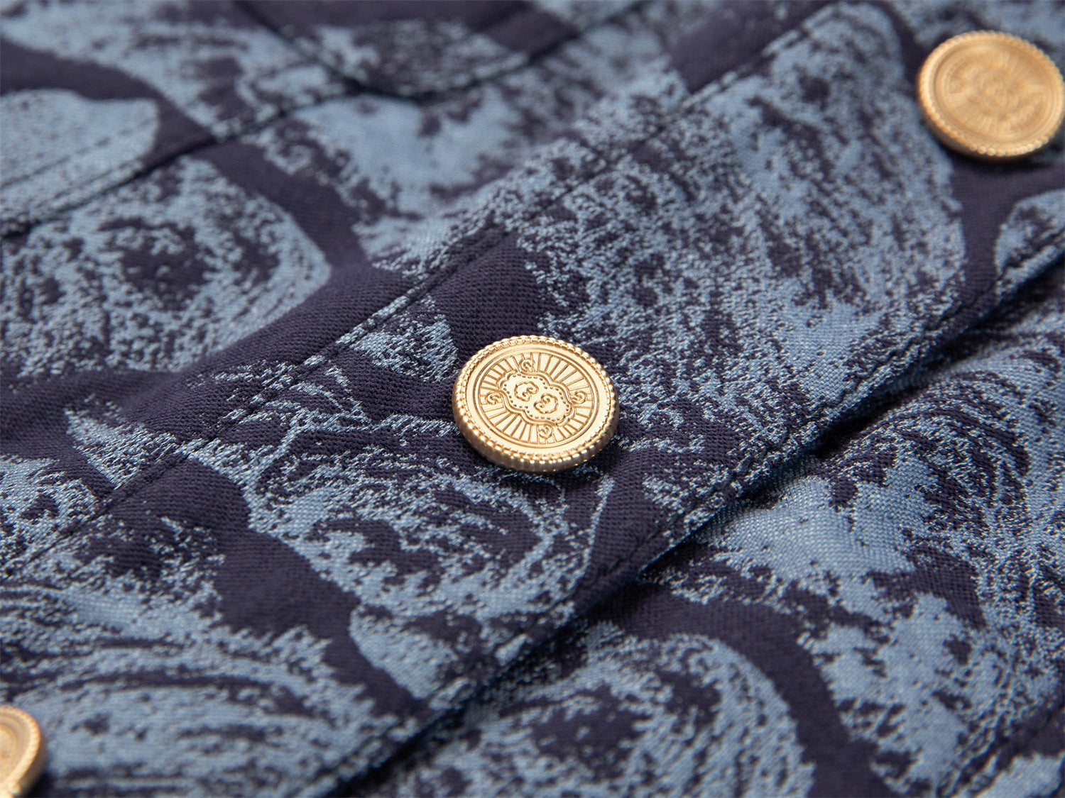 Round Neck Boxy Jacket | Blue