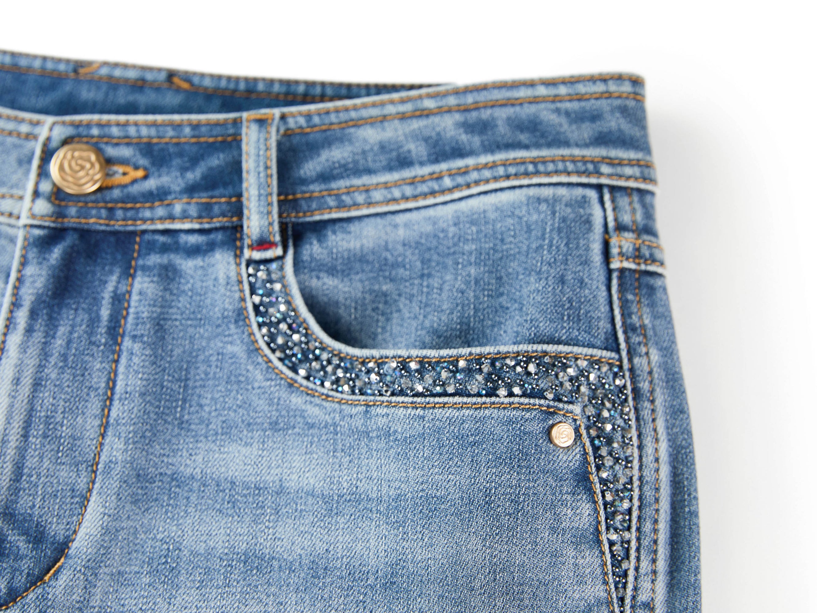 Mulberry Silk Cotton High-Waist Jeans | Blue