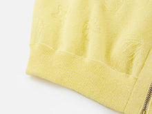 Linen Blended Round Neck Knit Cardigan | Yellow