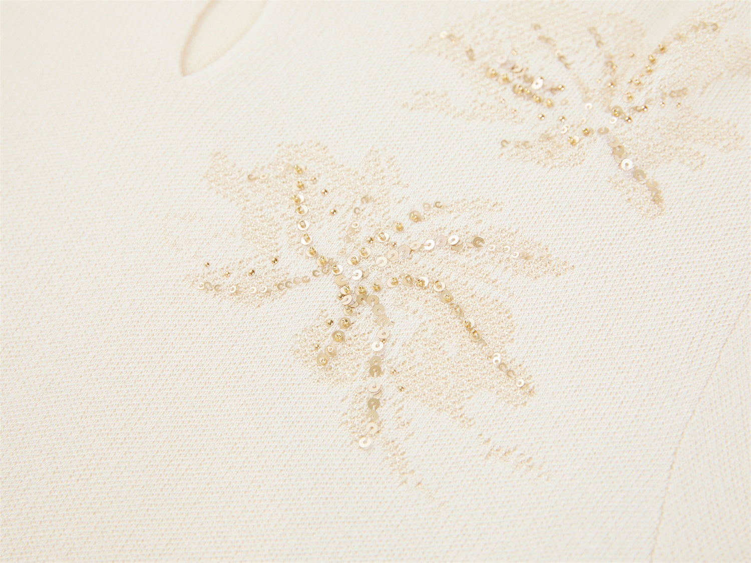 Floral Round-Neck Knit Sweater | Beige