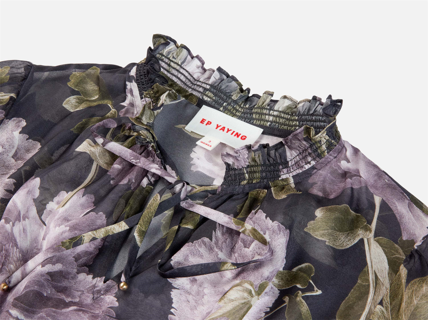 Silk Peony Print Dress | Purple