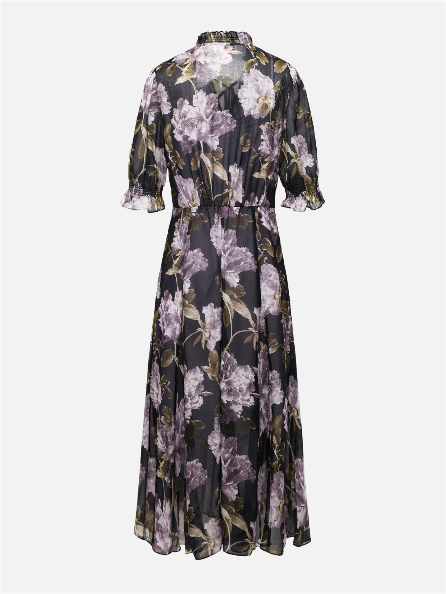 Silk Peony Print Dress | Purple