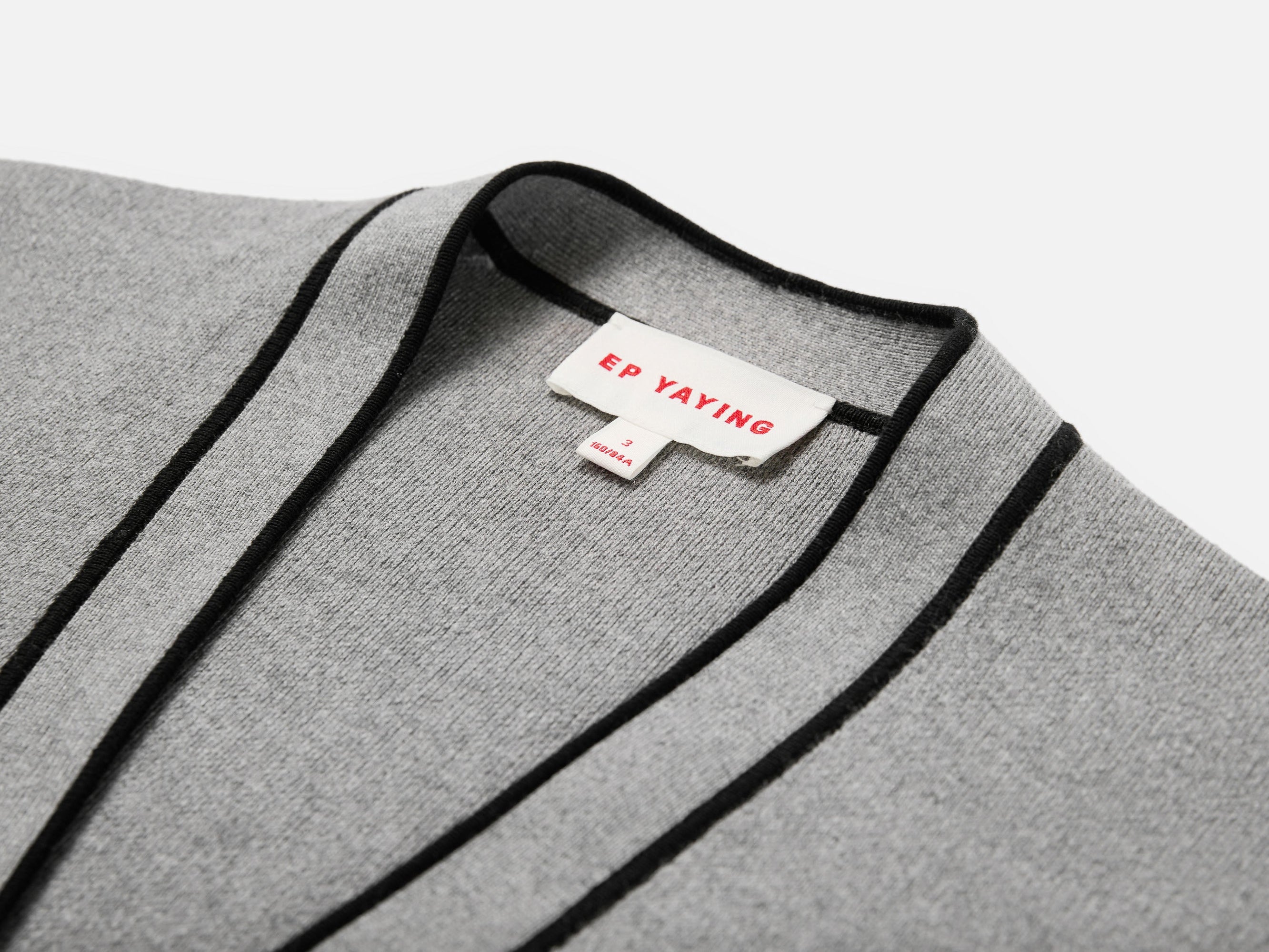 Cotton Cashmere Blended V-Neck Color-Block Knit Cardigan | Grey