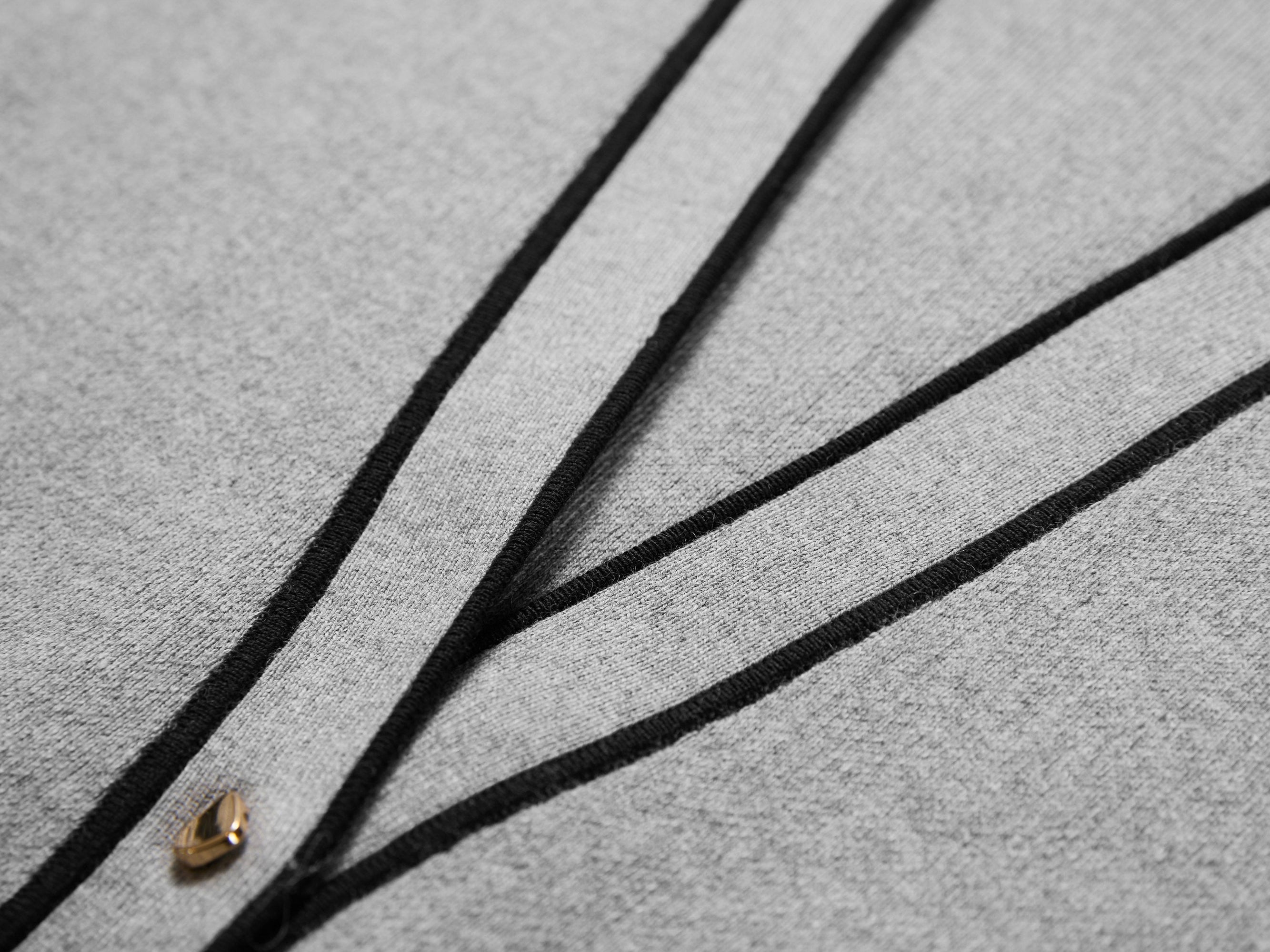 Cotton Cashmere Blended V-Neck Color-Block Knit Cardigan | Grey