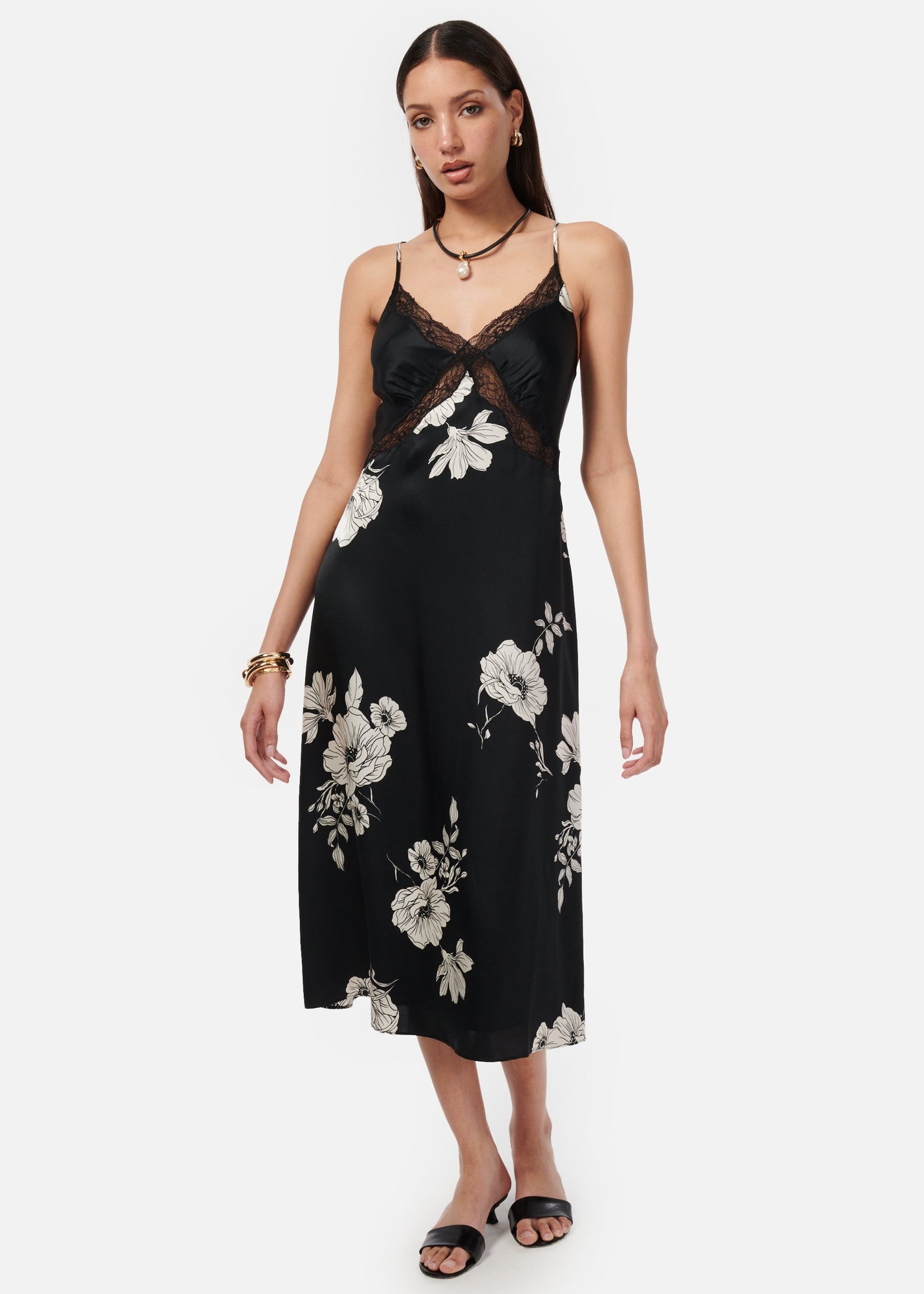 Marilyn Dress | Black Botanical