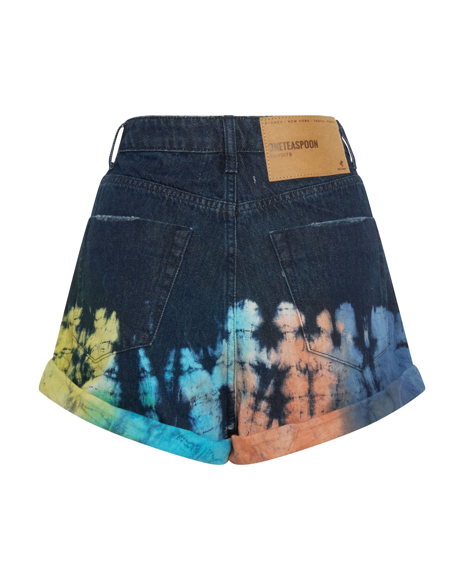 Bandits High Waist Denim Shorts | Paint Dipped Blue