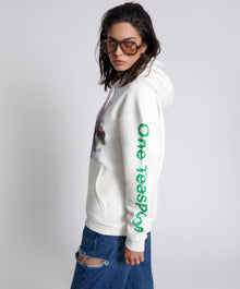 Get Physical Oversized Sweater Hoody with Front Logo | White