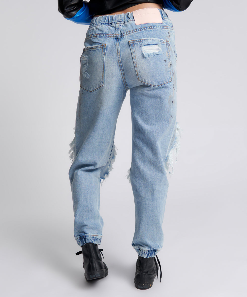 Trackers Mid Waist Jogger Denim Jeans | Fleetwood Artiste