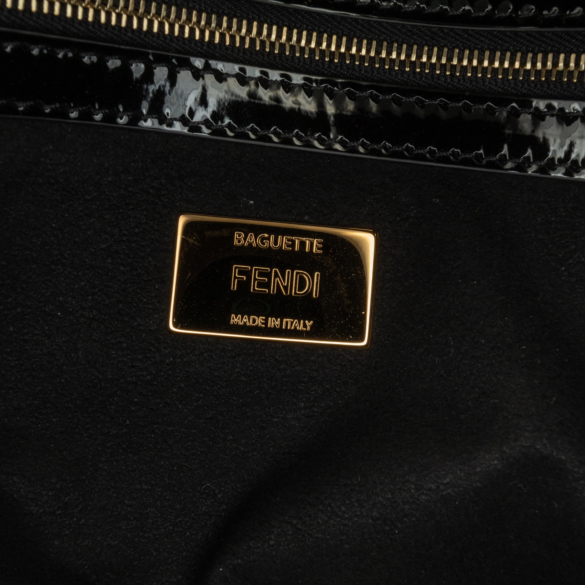Fendi | Pre-Owned Shearling Pequin Baguette Satchel | Black