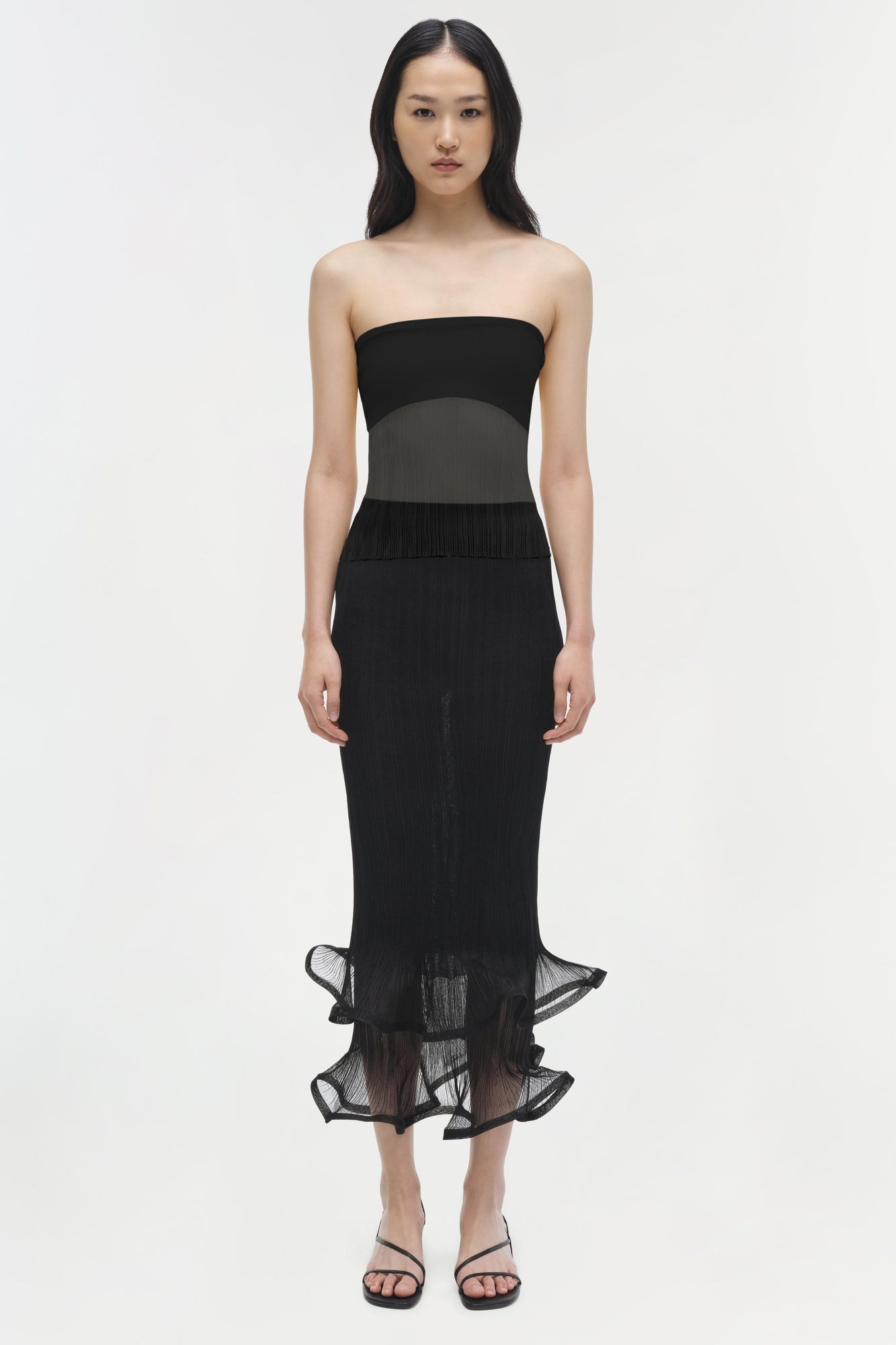 Womens | Emberly Strapless Plisse Top | Black