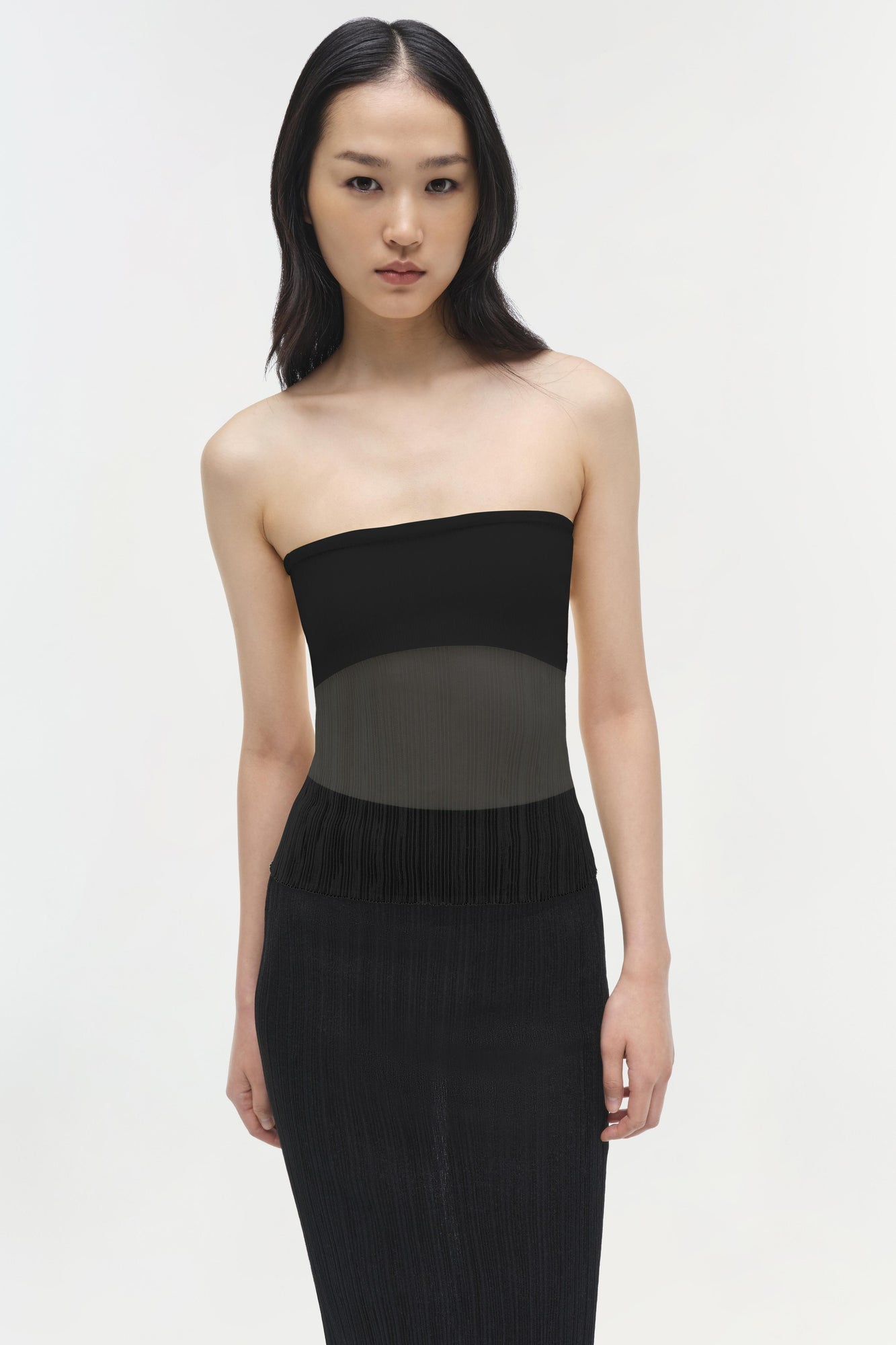 Womens | Emberly Strapless Plisse Top | Black