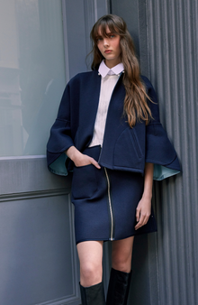 Double Face Jersey Reversible Skirt | Navy/Frost