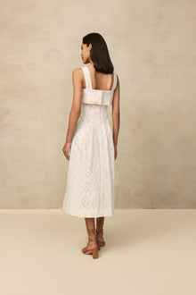 Cotton Eyelet Midi Dress | Ivory