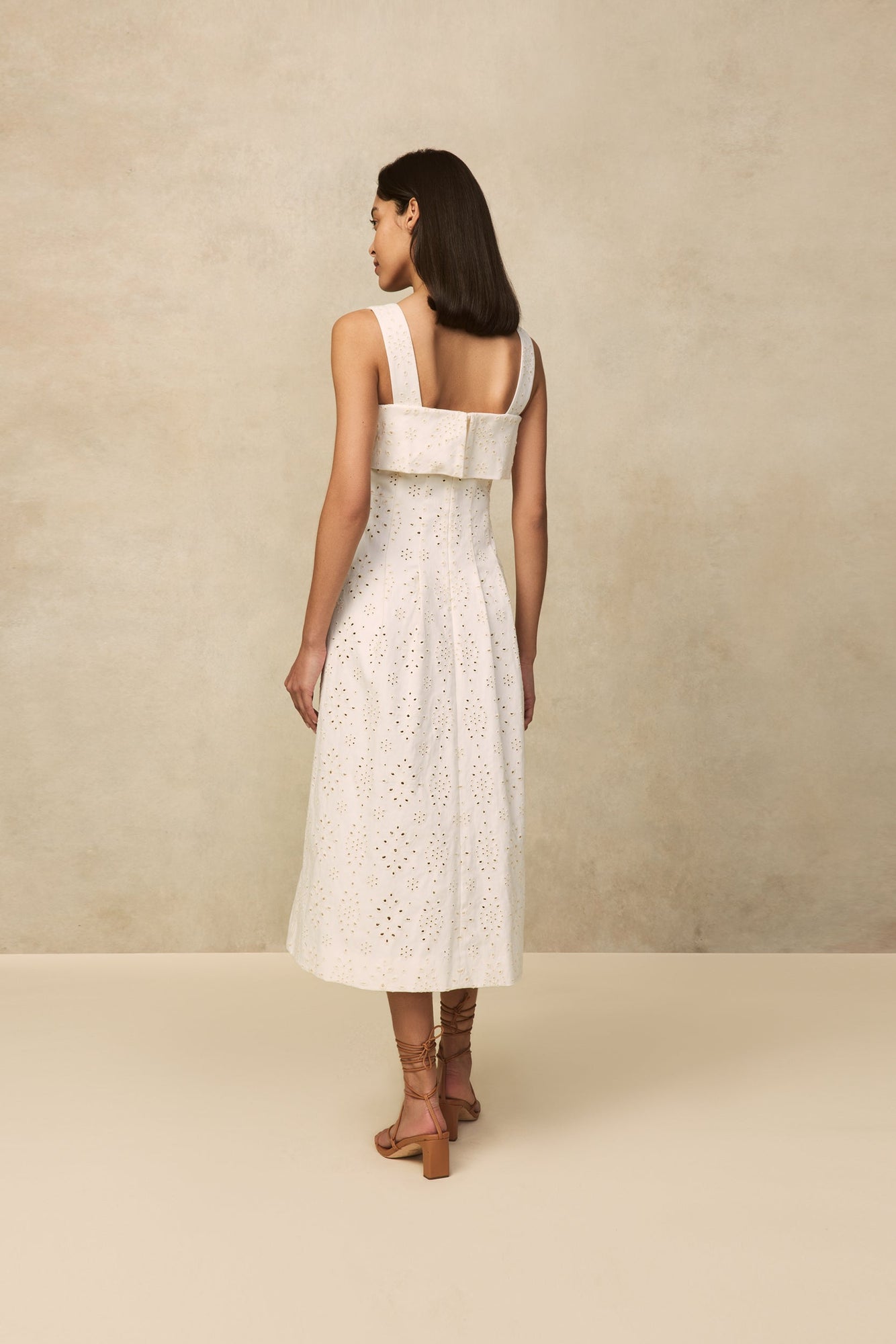 Cotton Eyelet Midi Dress | Ivory
