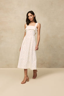 Cotton Eyelet Midi Dress | Ivory