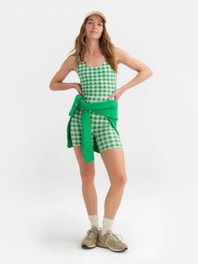 Organic Stretch Unitard | Basil Gingham