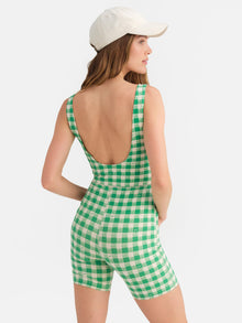 Organic Stretch Unitard | Basil Gingham