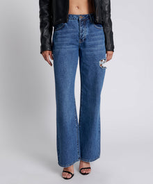 Jackson Mid Waist Wide Leg Denim Jeans | Rosewood