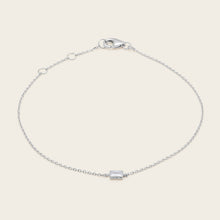 Womens | 14K Solid White Gold | Solitaire Baguette Bracelet | 0.12 CTW Diamonds