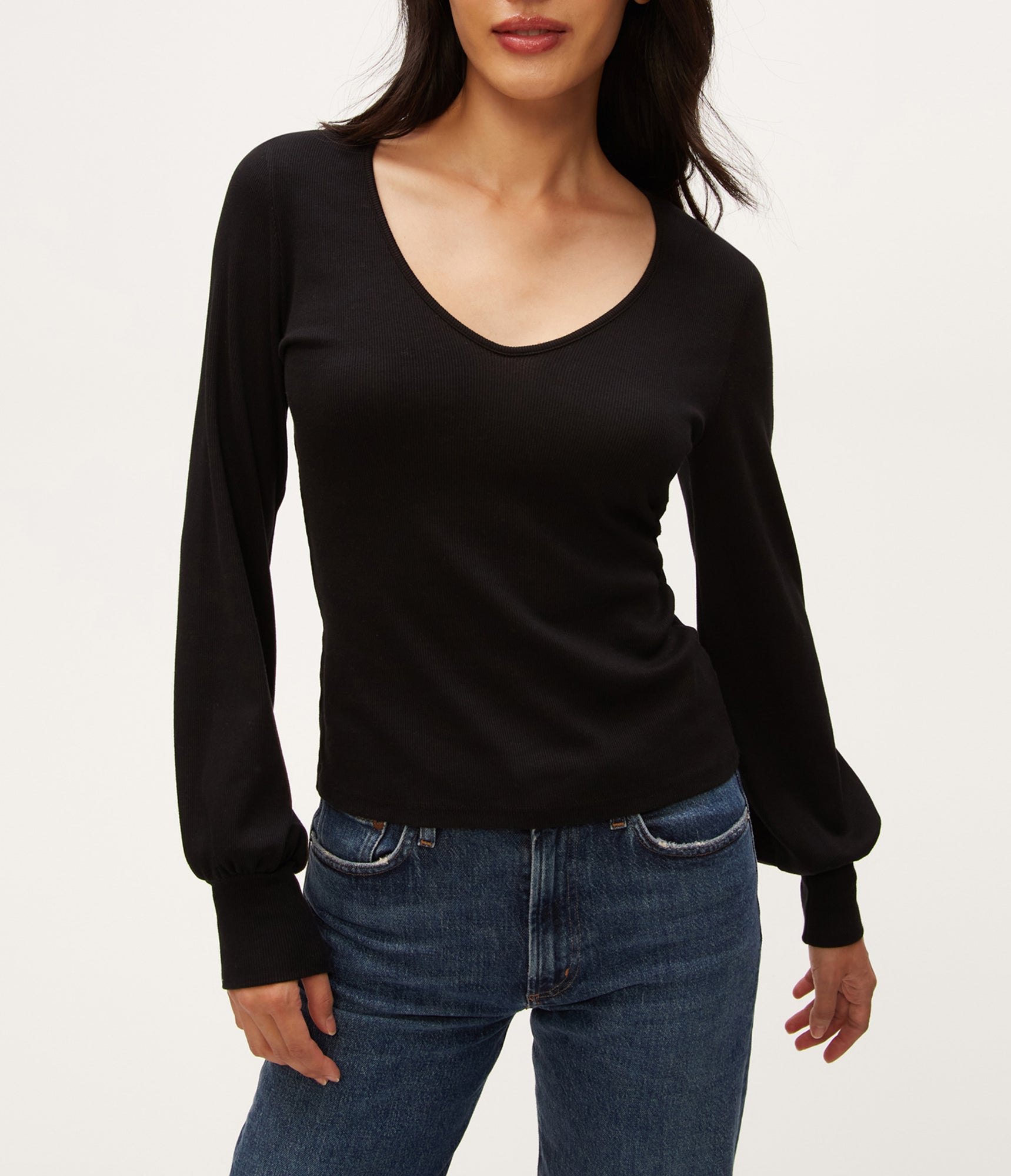 Olivia Balloon Sleeve Top | Black