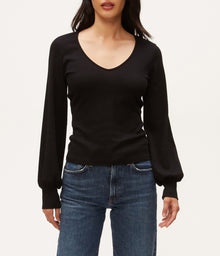 Olivia Balloon Sleeve Top | Black