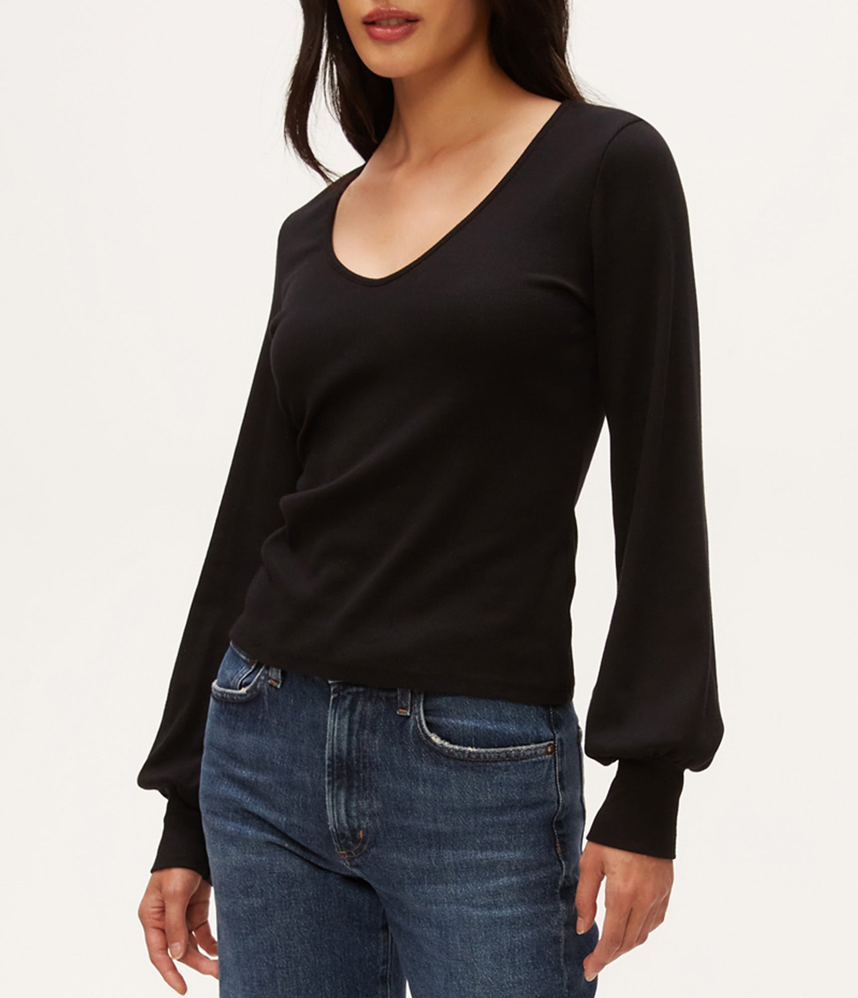 Olivia Balloon Sleeve Top | Black