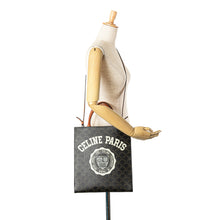 Celine | Pre-Owned Small Paris Print Triomphe Coated Canvas Vertical Cabas Tote | Brown/Dark Brown