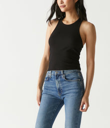 Pina Ribbed Halter Tank | Black