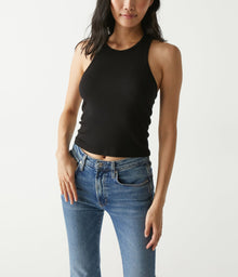 Pina Ribbed Halter Tank | Black