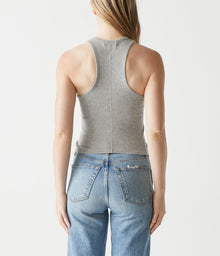 Pina Ribbed Halter Tank | Heather Grey