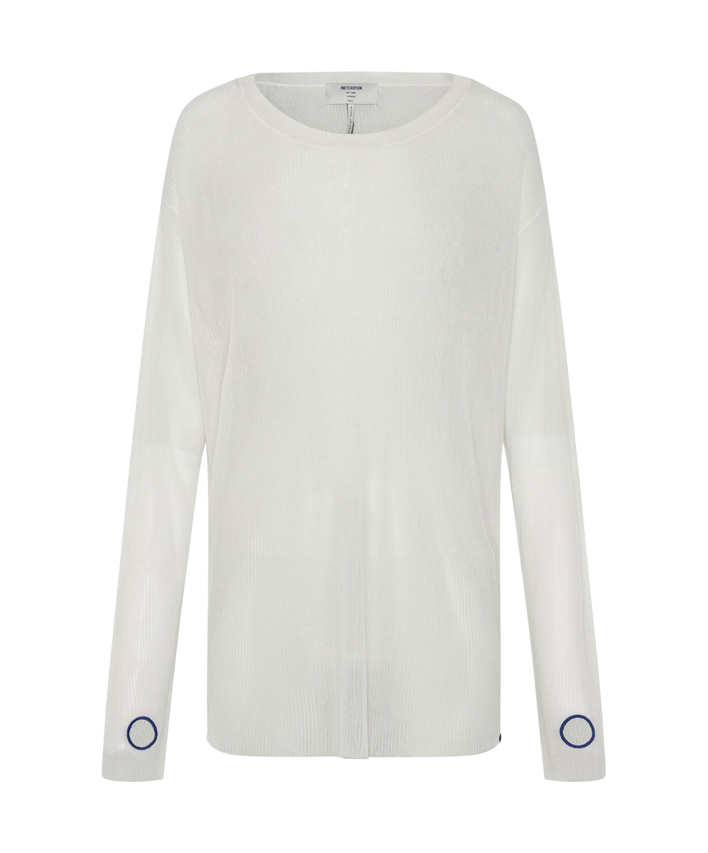 Amity Sheer Rib Knit Top | Off White