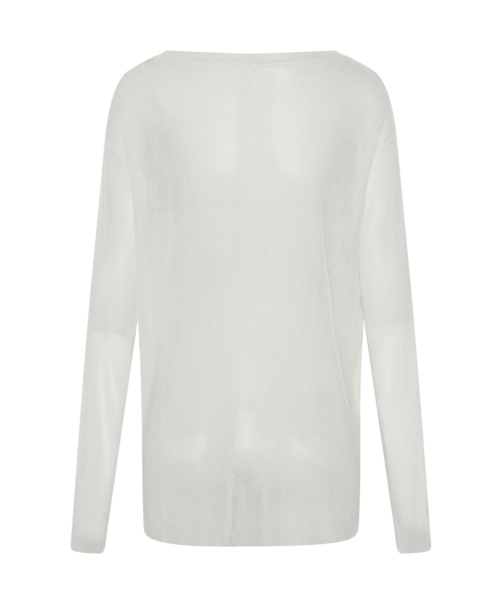 Amity Sheer Rib Knit Top | Off White