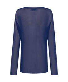 Amity Sheer Rib Longsleeve Sweater | Cobalt