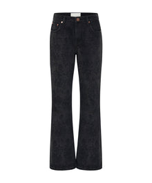 Charlie High Waist Slim Flared Denim Jeans | Black Lace