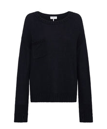 Classic Pocket Chunky Knit Sweater | Black