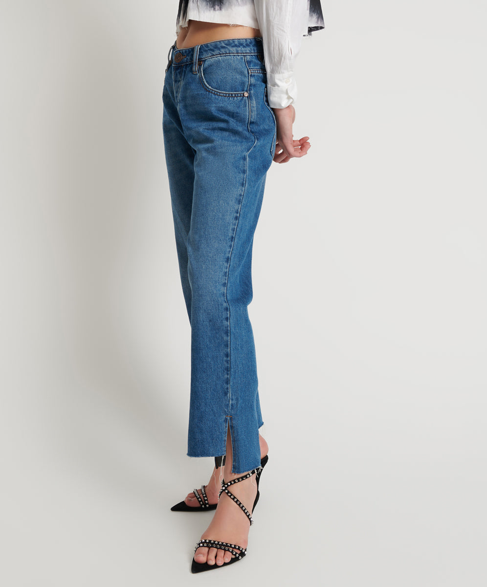 Hooligans Low Waist Relaxed Straight Leg Denim Jeans | Bay Blue