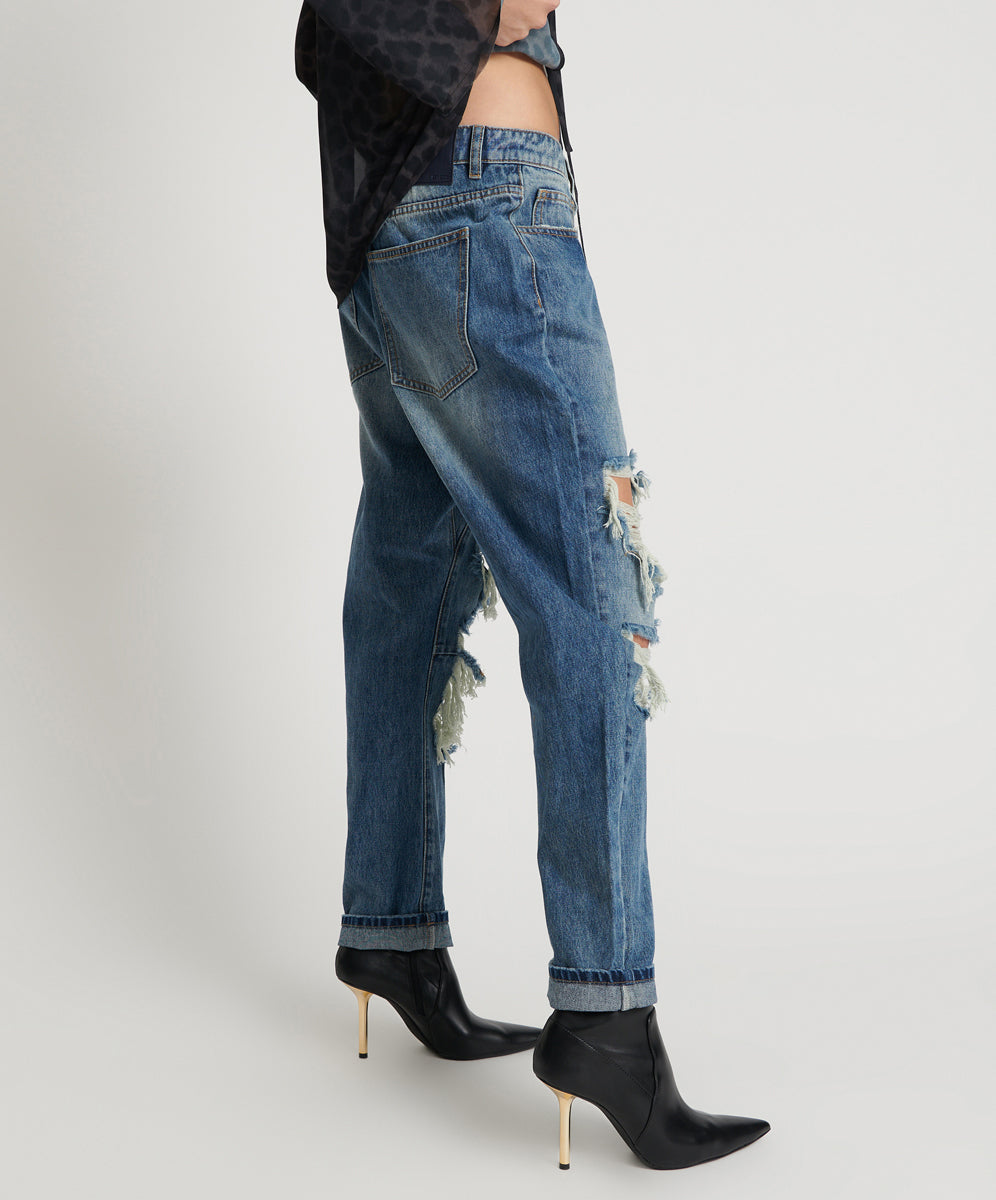 Saints Low Waist Boyfriend Denim Jeans | Blue Love