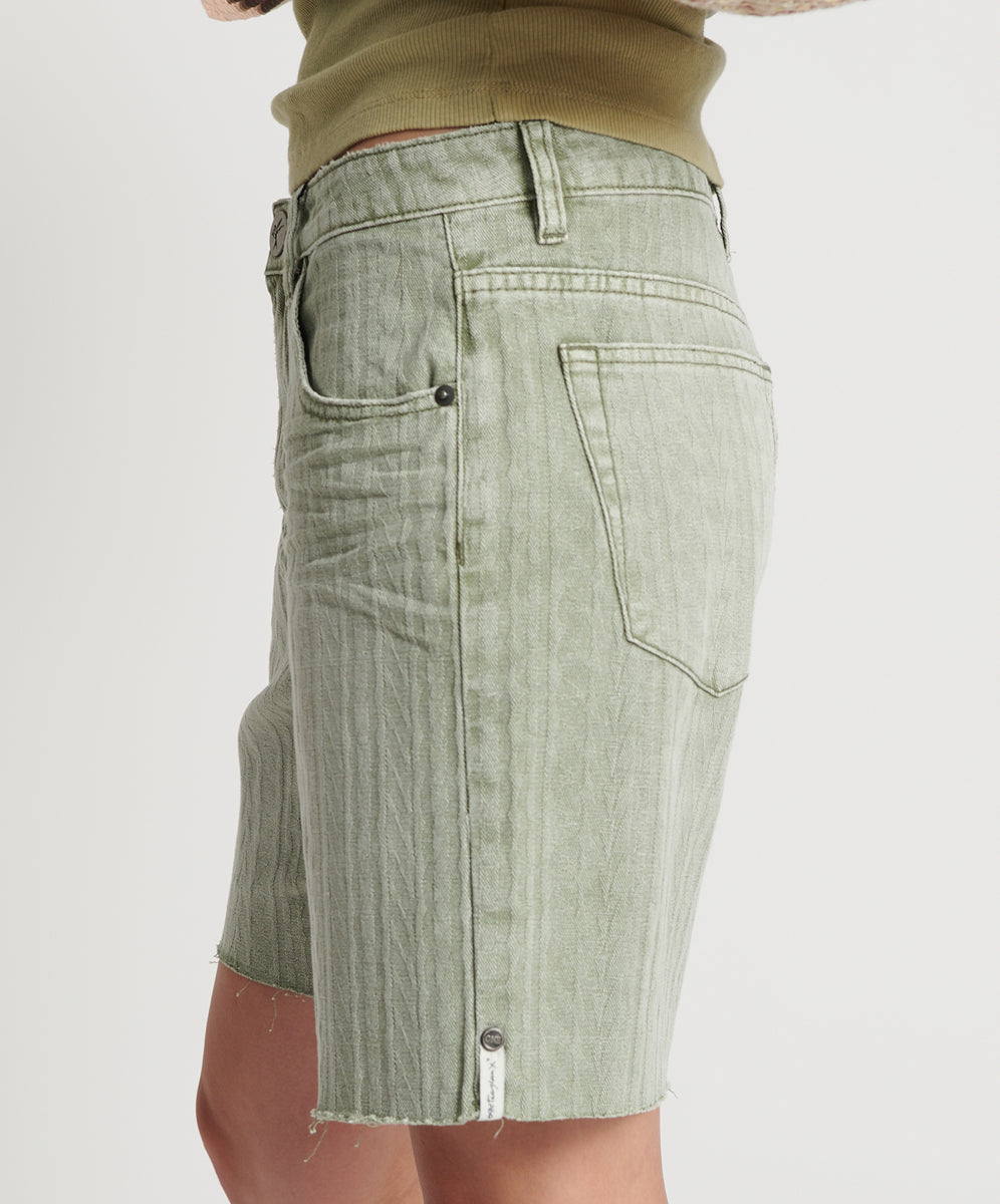 Jacksons Mid Waist Wide Leg Denim Shorts | Khaki