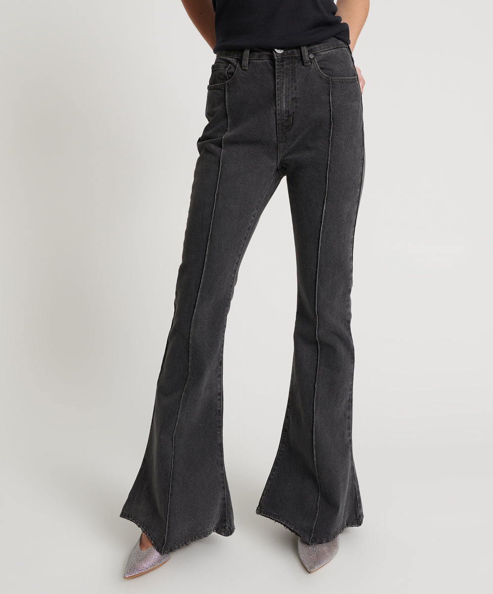 Trumpet High Waist Flared Denim Jeans | Washed Black