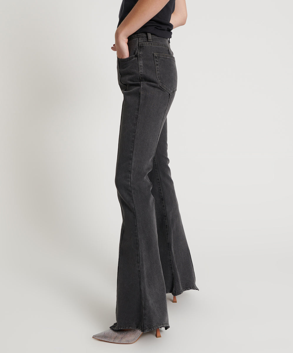 Trumpet High Waist Flared Denim Jeans | Washed Black