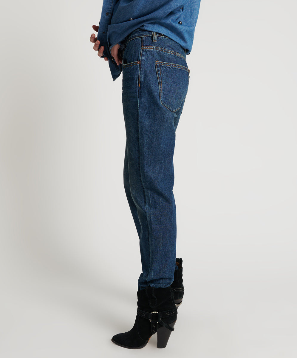 Truckers Mid Waist Straight Leg Denim Jeans | Royal Blue