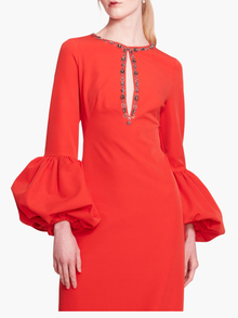 Puffed Sleeve Column Gown | Scarlet