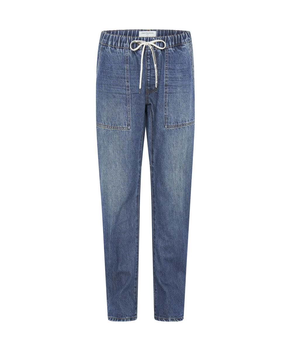 Shabbies Drawstring Boyfriend Jeans | Gritty Blue